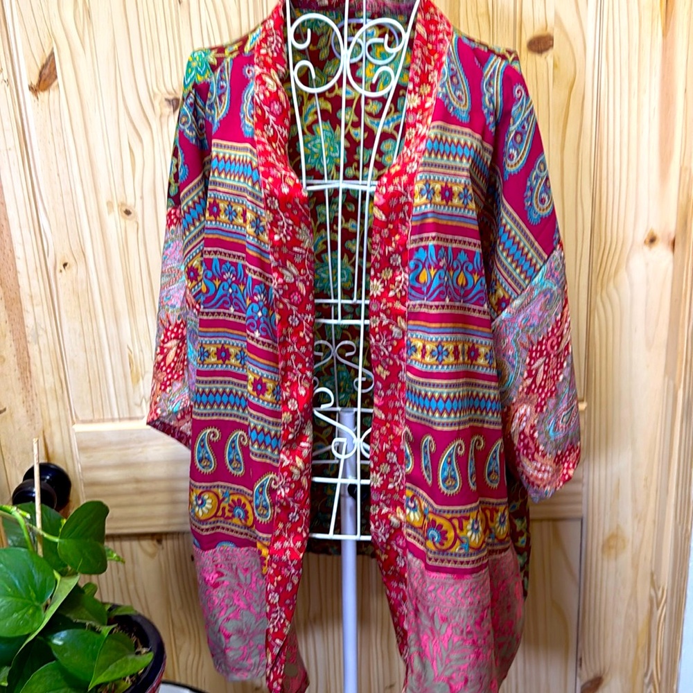 Karma Highway One Size Open Silky Kimono Wrap Jacket NWT 66